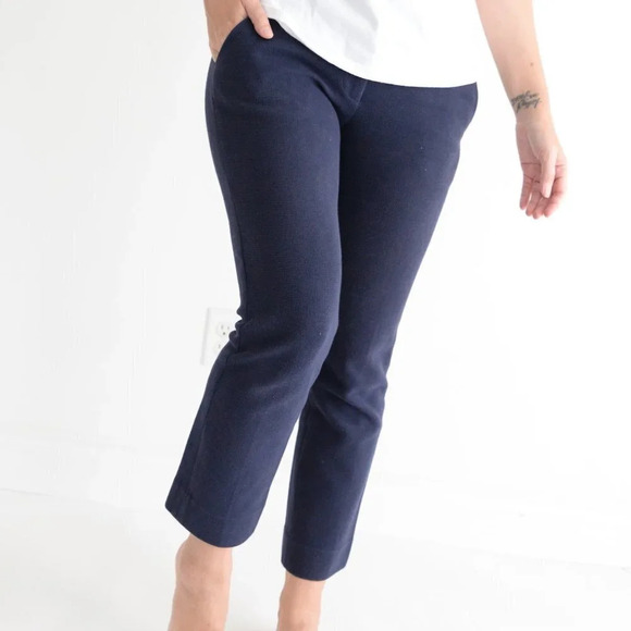 Tory Burch Navy Straight Leg Crop Pants Size 4 - Picture 3 of 16